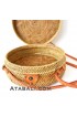 Ata round bag flower pattern with leather clip